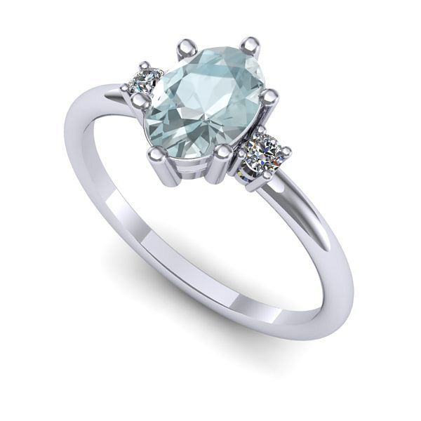 Inel din aur alb cu aquamarin