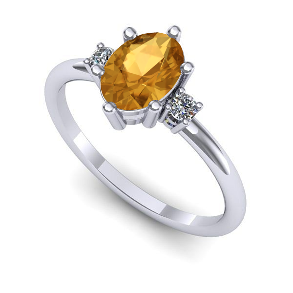 Inel din aur alb cu citrin