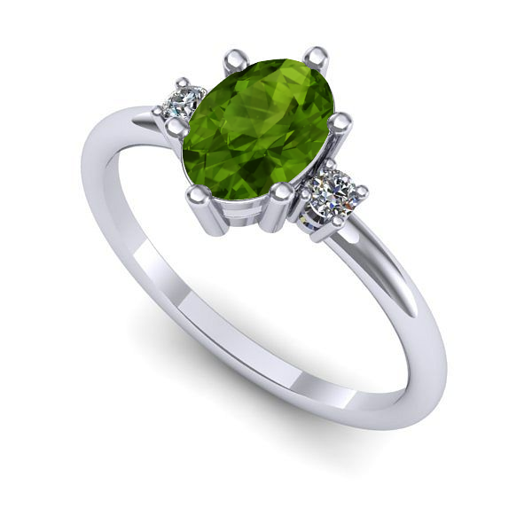 Inel din aur alb cu peridot