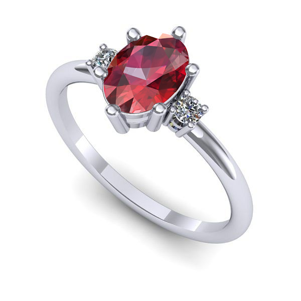 Inel logodna din aur alb cu rubin