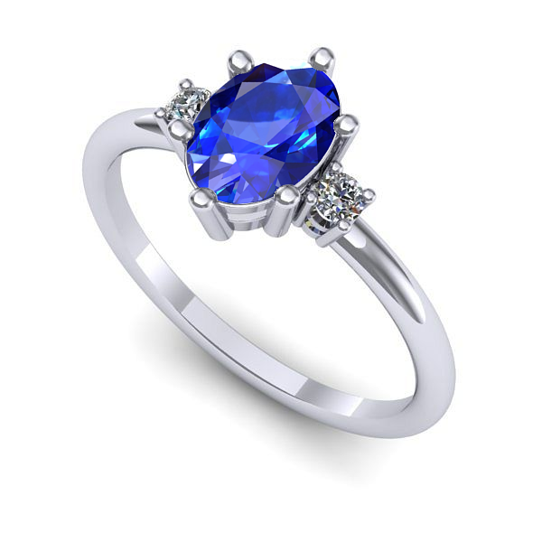 Inel de logodna din aur alb cu safir