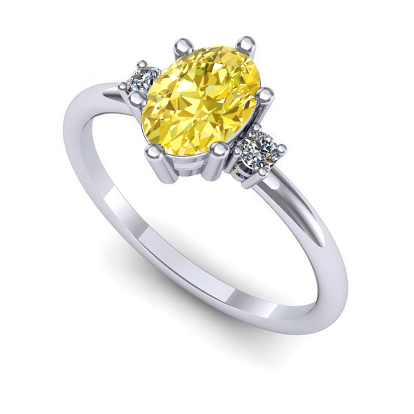 Inel logodna din aur alb cu safir galben