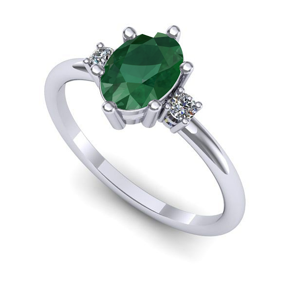 Inel logodna din aur alb cu smarald