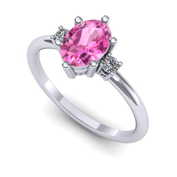 Inel logodna din aur alb cu safir roz