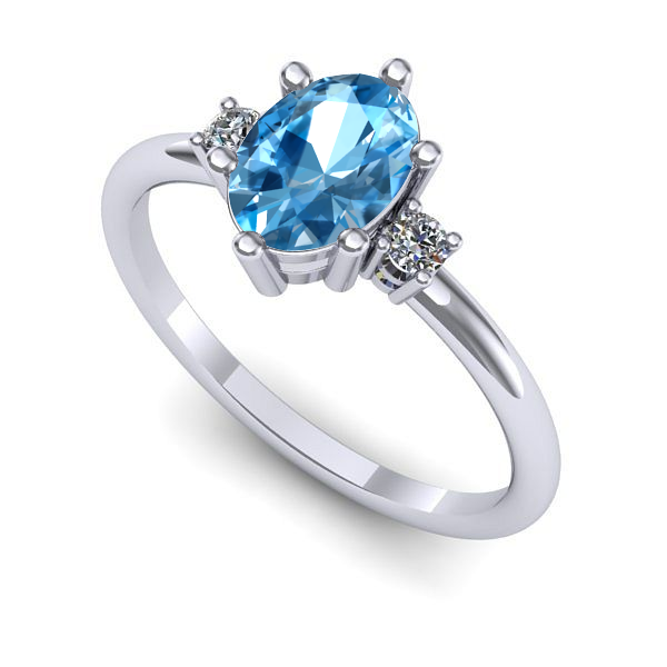 Inel de logodna din aur alb cu topaz blue