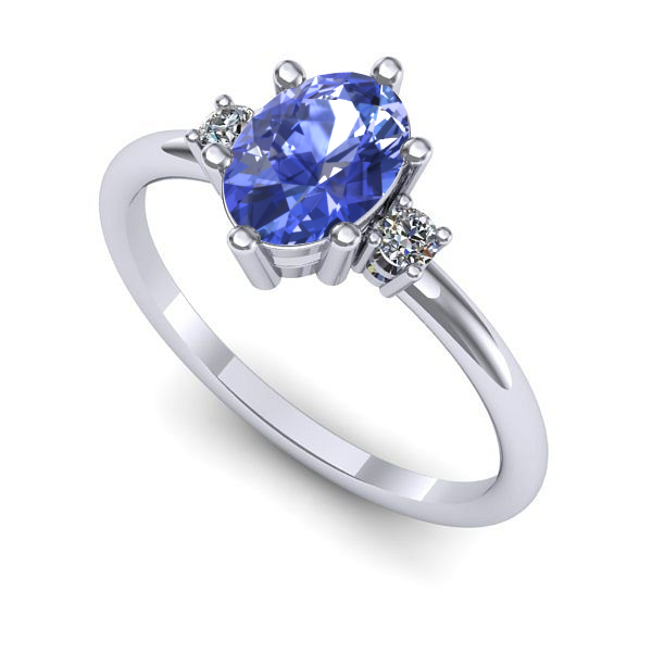Inel de logodna din aur alb cu tanzanit