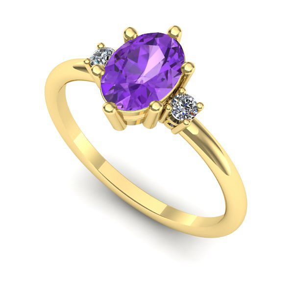 Inel din aur galben cu ametist