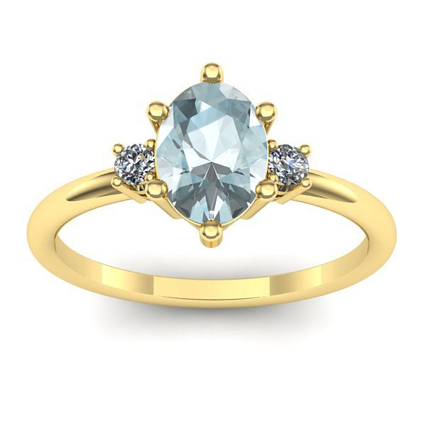Inel cu aquamarin oval