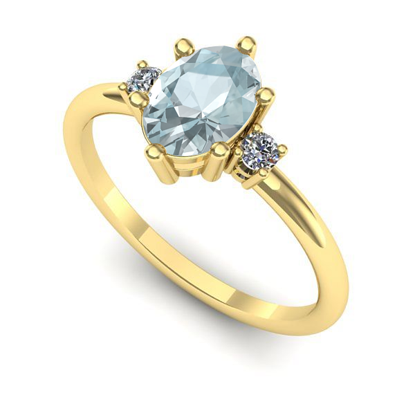 Inel logodna din aur galben cu aquamarin