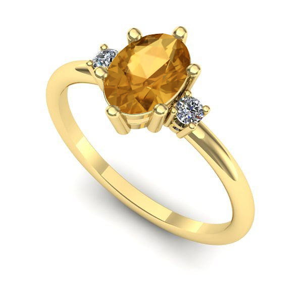 Inel logodna din aur galben cu citrin