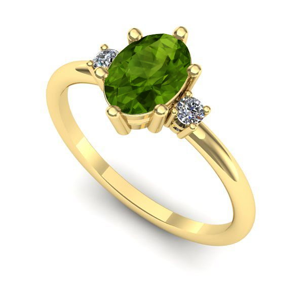 Inel logodna din aur galben cu peridot