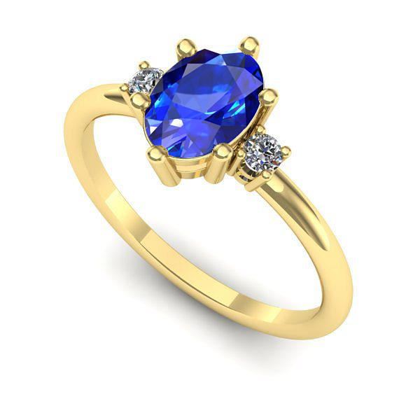 Inel logodna din aur galben cu safir