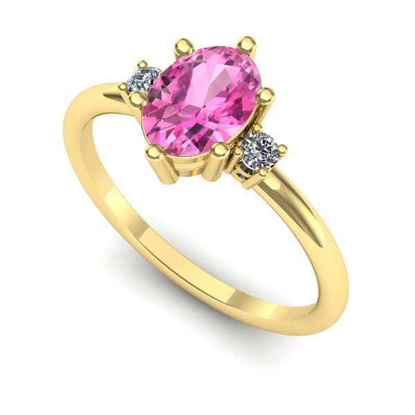 Inel de logodna din aur galben cu safir roz