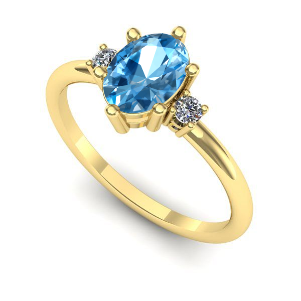 Inel din aur galben cu topaz blue