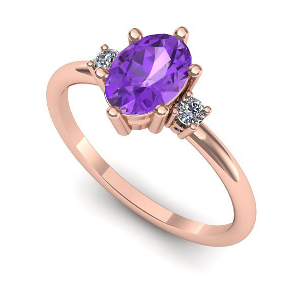 Inel din aur roz cu ametist