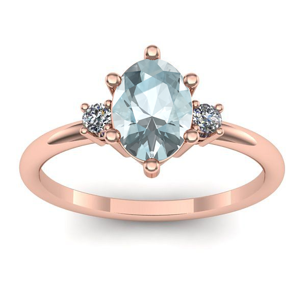 Inel de logodna cu aquamarin oval