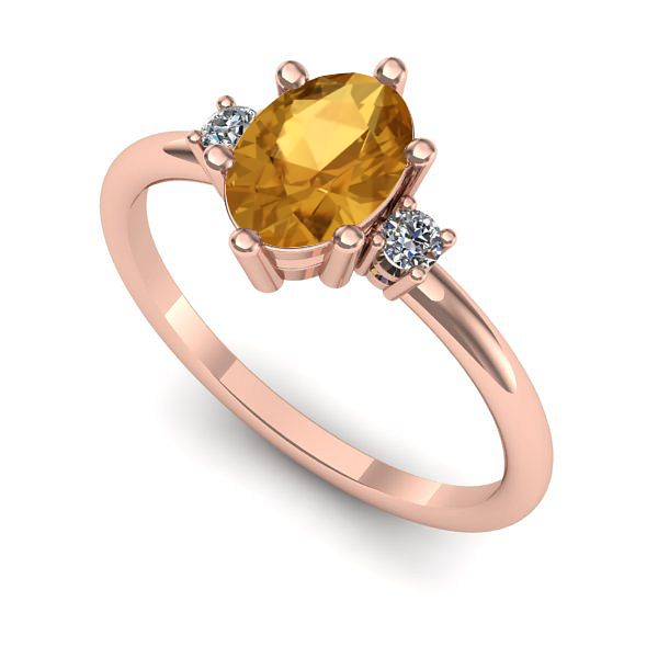 Inel logodna din aur roz cu citrin