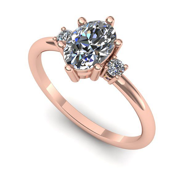 Inel logodna din aur roz cu diamant de laborator