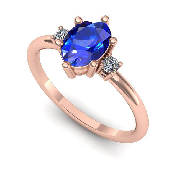 Inel din aur roz cu safir