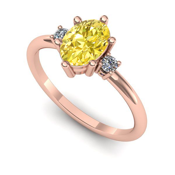 Inel din aur roz cu safir galben