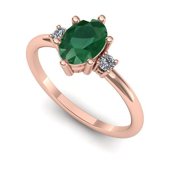 Inel de logodna din aur roz cu smarald