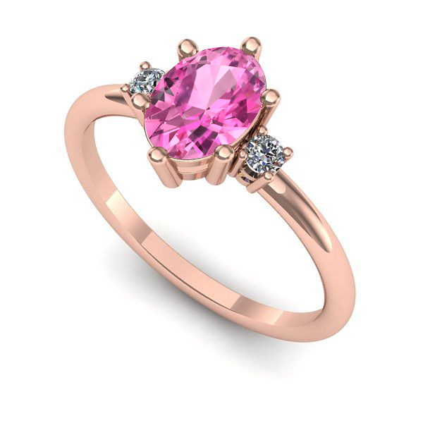 Inel din aur roz cu safir roz