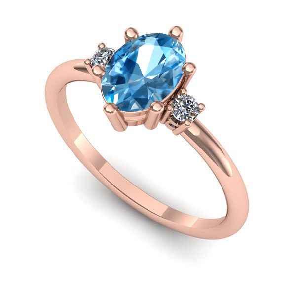 Inel logodna din aur roz cu topaz blue