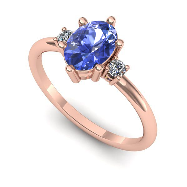 Inel de logodna din aur roz cu tanzanit