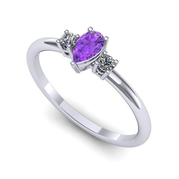 Inel logodna din aur alb cu ametist