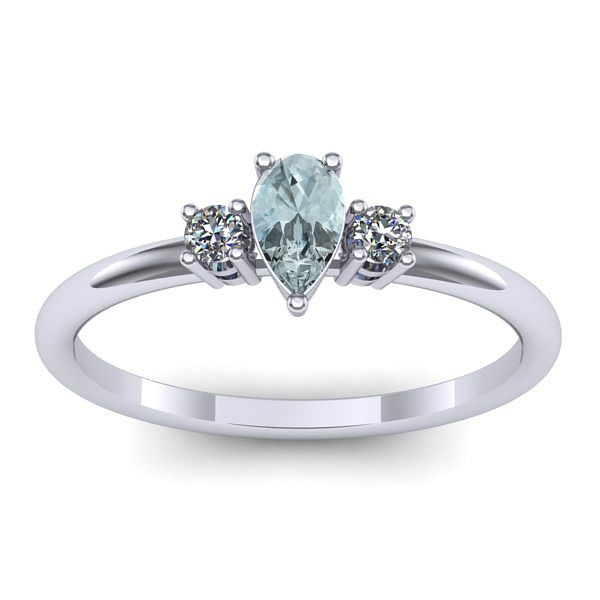 Inel logodna cu aquamarin lacrima