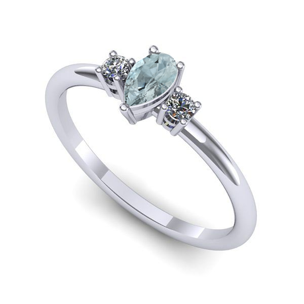 Inel din aur alb cu aquamarin
