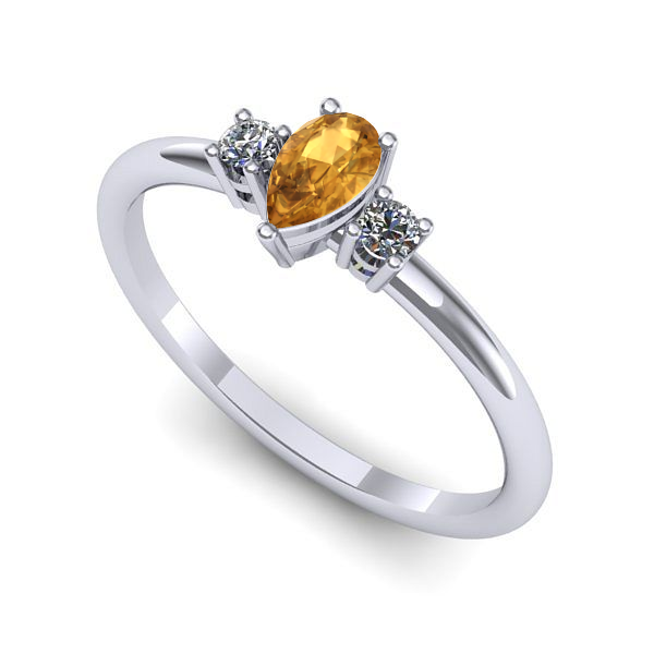 Inel din aur alb cu citrin