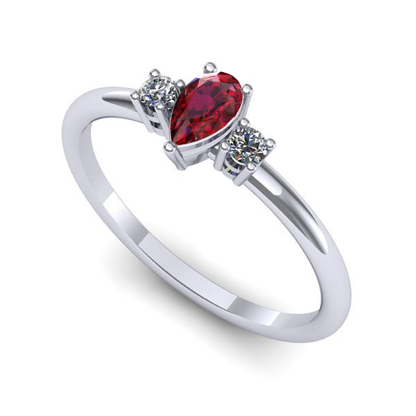 Inel de logodna din aur alb cu rubin