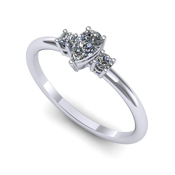 Inel de logodna din aur alb cu safir alb