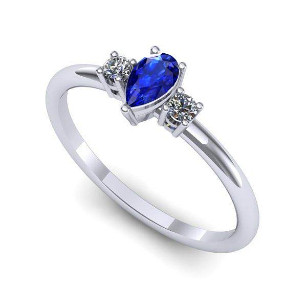 Inel logodna din aur alb cu safir