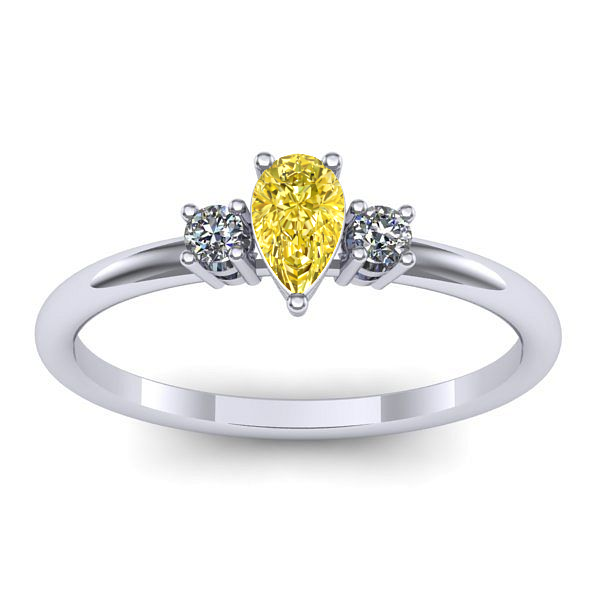 Inel logodna cu safir galben lacrima