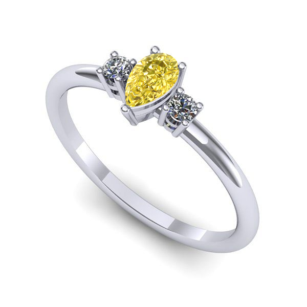 Inel din aur alb cu safir galben