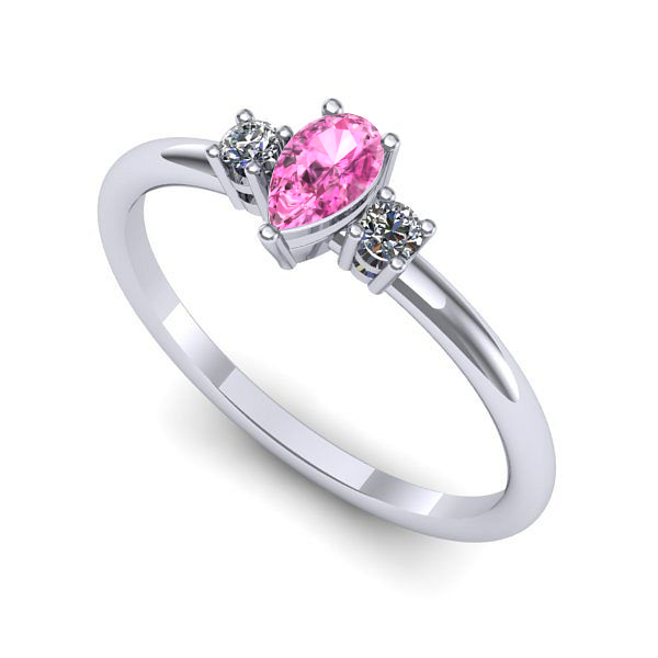 Inel logodna din aur alb cu safir roz