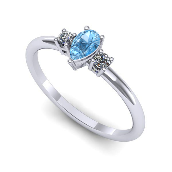 Inel logodna din aur alb cu topaz blue