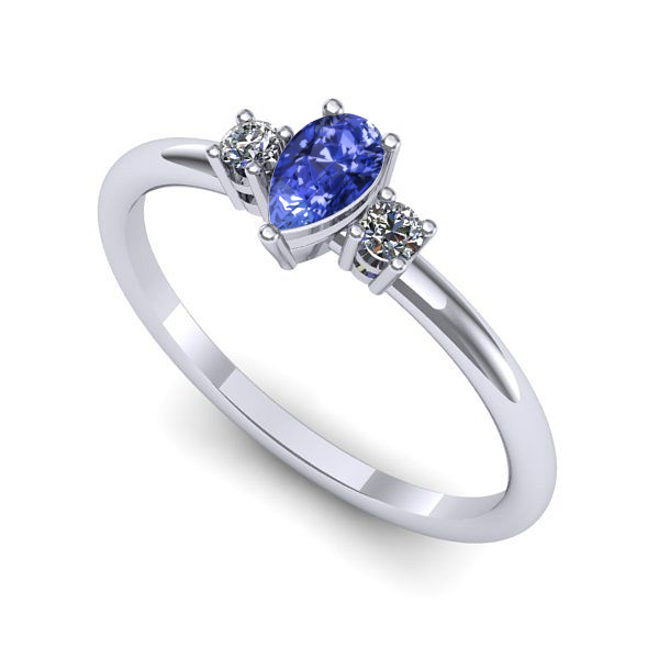 Inel de logodna din aur alb cu tanzanit