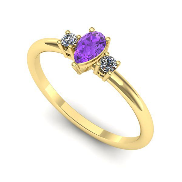 Inel logodna din aur galben cu ametist