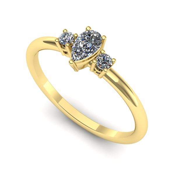 Inel logodna din aur galben cu safir alb