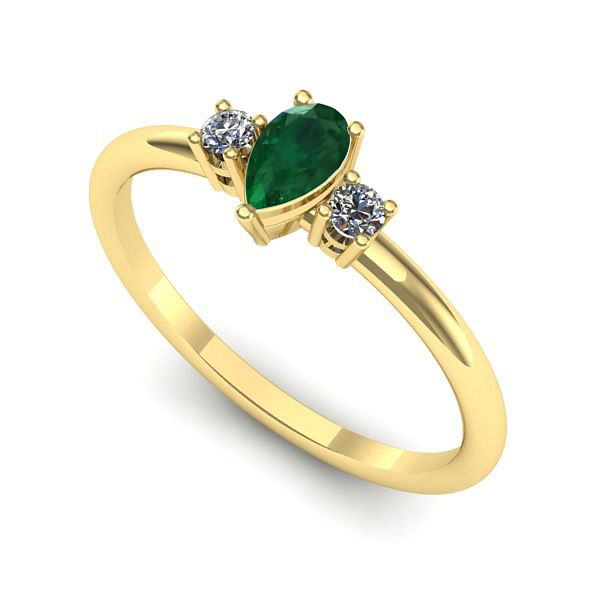 Inel de logodna din aur galben cu smarald