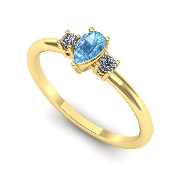 Inel de logodna din aur galben cu topaz blue