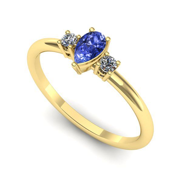 Inel de logodna din aur galben cu tanzanit