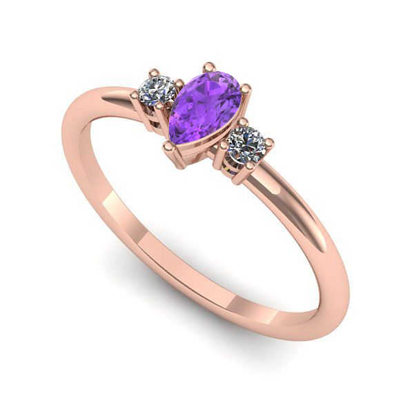 Inel de logodna din aur roz cu ametist