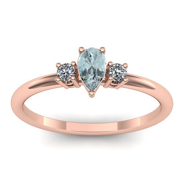 Inel logodna cu aquamarin lacrima