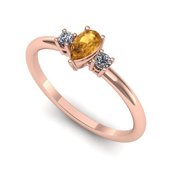 Inel din aur roz cu citrin