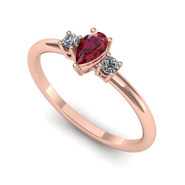 Inel logodna din aur roz cu rubin