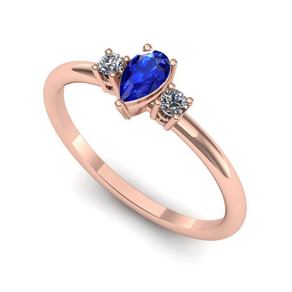 Inel din aur roz cu safir